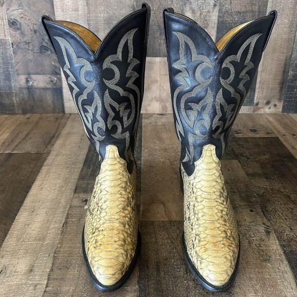 Tony Lama Vintage Snakeskin Western Cowboy Boots Mens 11 B - Picture 1 of 12